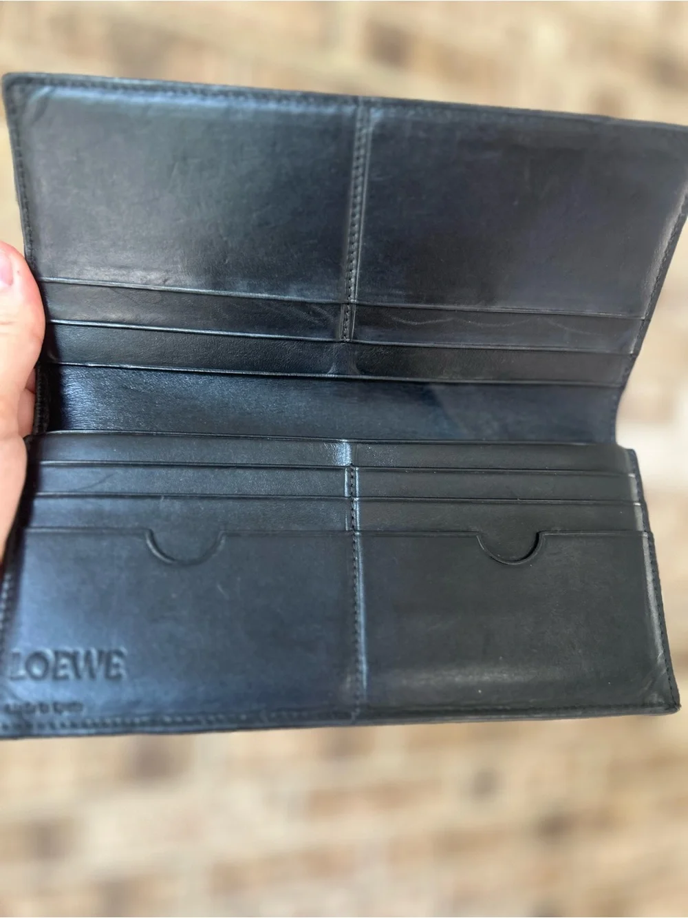 Loewe Puzzle Colorblock Leather Continental Wallet Orange Brown Red